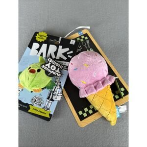 Bark New Dog Toys Slobbery Icecream Cone, Piper Parrot Set of 2 New Dog Toys